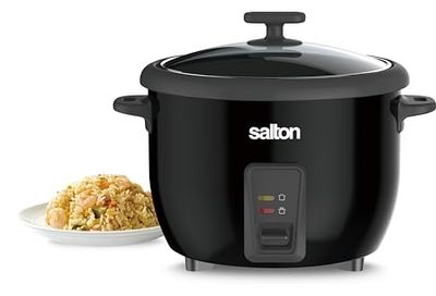 Salton Automatic Rice Cooker & Steamer | 20 Cup (10 Cup Uncooked) | Electric Rice Cooker | Glass Lid, Keep Warm Function, Steaming Basket | Easy One-Touch Operation