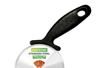 NutriChef Stainless Steel Pizza Cutter Wheel - Premium & Sharp Durable Slicer with Built-in Finger Guard, Non-Slip Plastic Handle, Dishwasher Safe, Cuts Through Bread, Pasta, Pies, Dough, Desserts