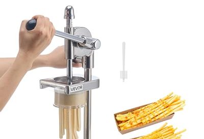 VEVOR Commercial French Fry Cutter, Stainless Steel Fried Potato Strips Squeezer, Long French Fries Maker with Pull-Out Extruder, Manual Mashed Potato Squeezer Machine for Restaurants & Home Kitchen
