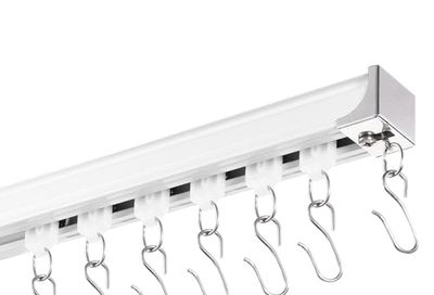 VEVOR Ceiling Curtain Track Set, 5.9 FT/1.8 Meter, Sliding Ceiling Track System for Curtains, Room Divider Curtain Track Ceiling/Wall Mounted for Living Room Bedroom with Hooks and Hardware, White