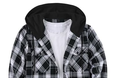 Amazon.ca: Mens Flannel Plaid Shirt Jacket with Front Pockets $14.99 (50% off)