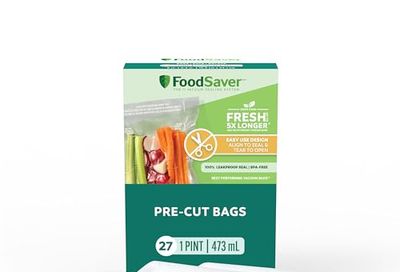 FoodSaver Pint Pre-Cut Vacuum Seal Bags (473 mL), Easy to Use, Align to Seal and Tear to Open Vacuum Sealer Food Storage Bags, 27 Pack