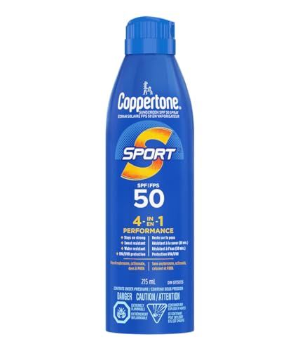 Coppertone Sport Sunscreen Spray SPF 50, Sweat & Water Resistant, 215mL