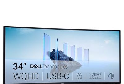 Dell 34 Monitor S3425DW, WQHD VA Panel, 120Hz, 1ms, FreeSync Premium