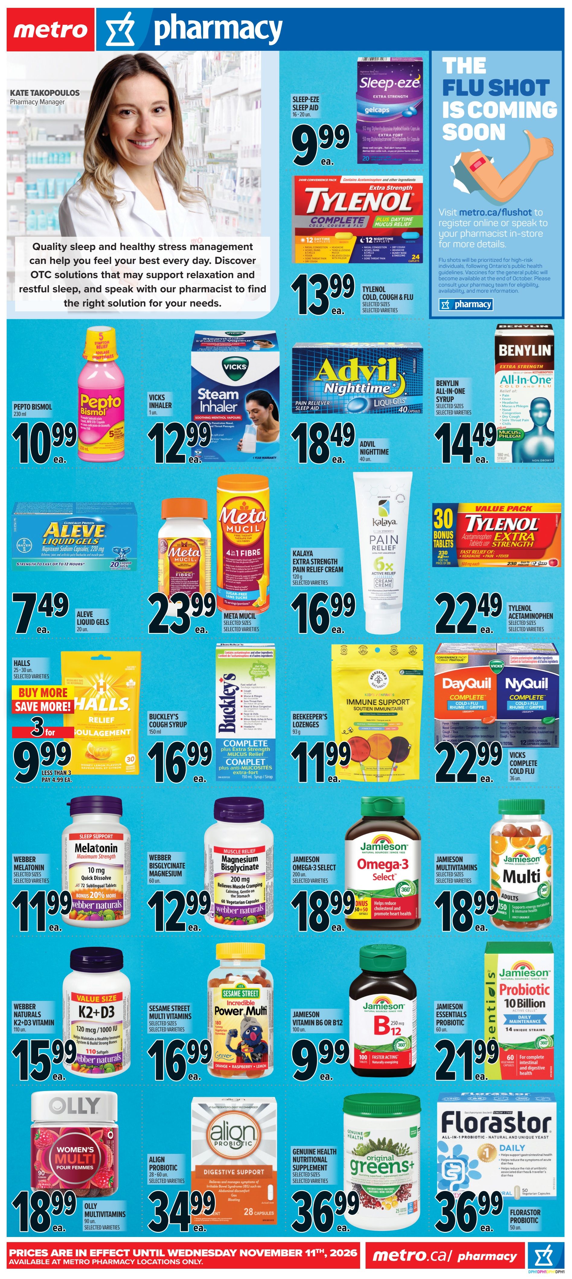 Metro (ON) Pharmacy Flyer October 15 to November 11