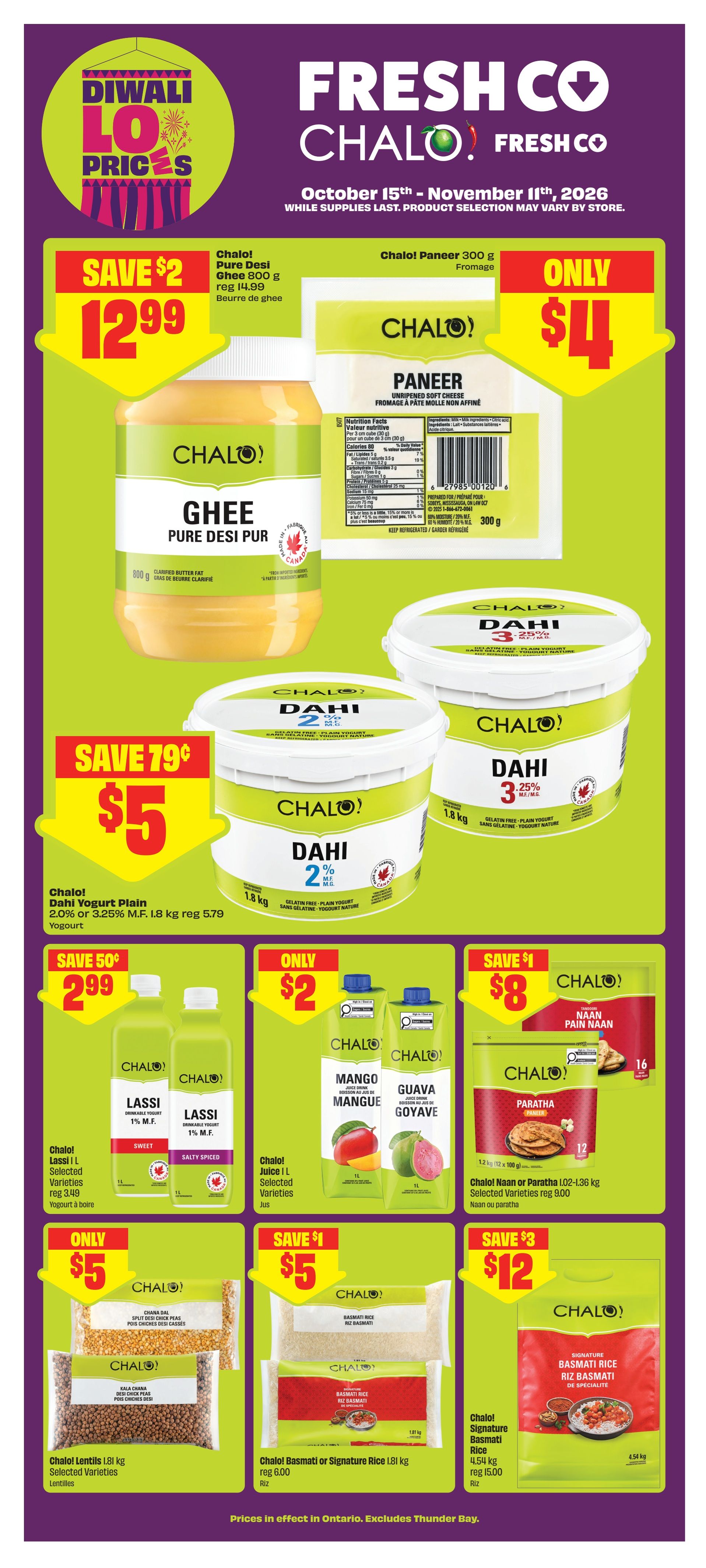 FreshCo & Chalo FreshCo (ON) Diwali Flyer October 15 to November 11