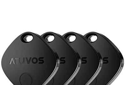ATUVOS Air Tracker Tag 4 Pack, Smart Key Finder Luggage Tracker Compatible with Apple Find My (iOS Only, Android not Supported), Bluetooth Item Locator for Bags, Suitcase, Wallet, Replaceable Battery.