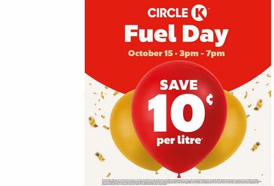 Circle K: Save 10 cents per litre Fuel Day 3-7pm Thursday October 15