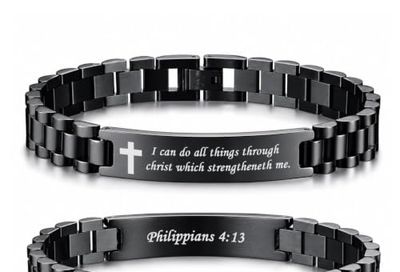 amazon :55% off Christian Cross Bracelet for Men Women, Engraved Stainless Steel 13