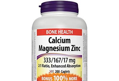 Webber Naturals Calcium + Magnesium Supplement, 200 Caplets
