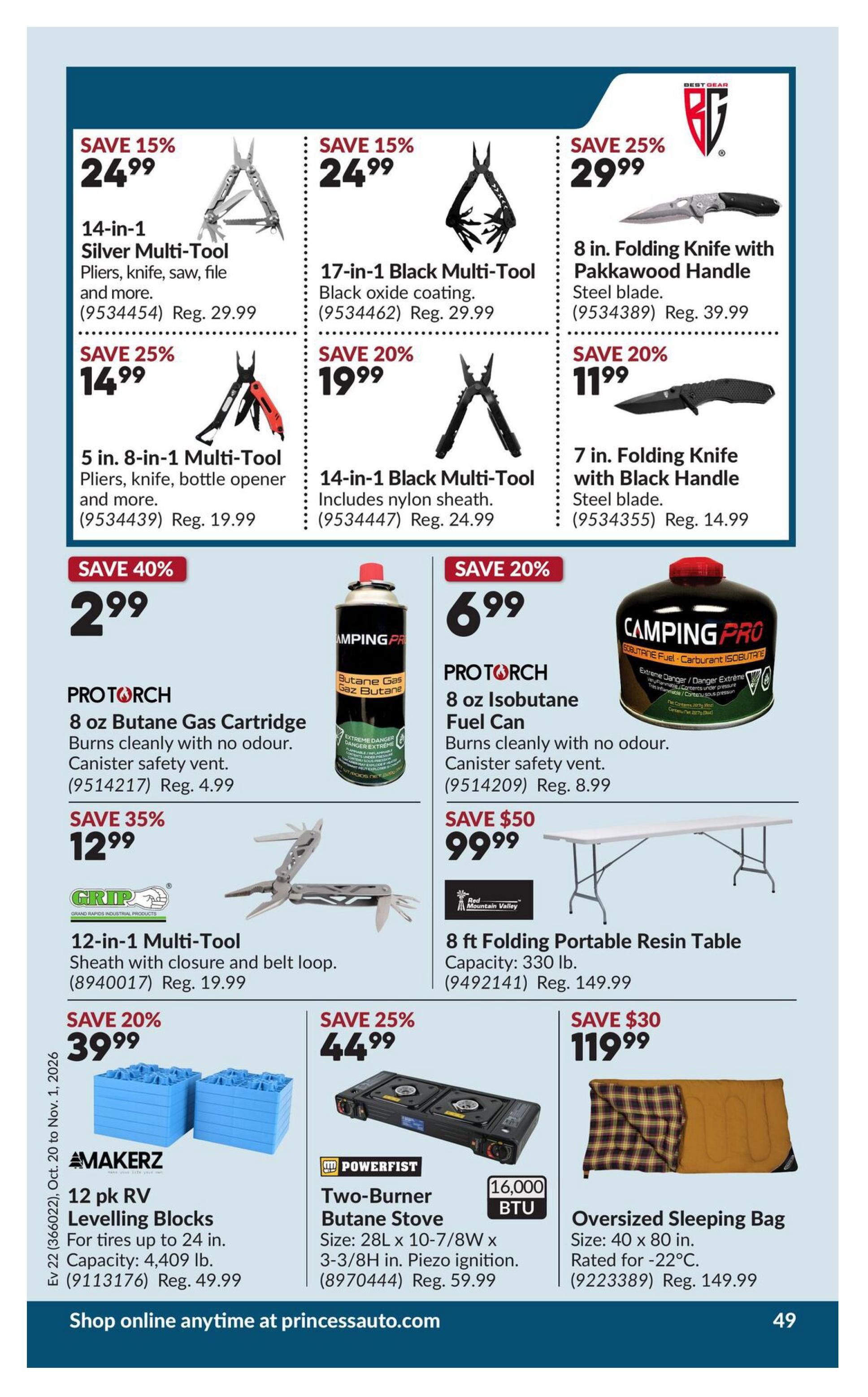 Princess Auto Flyer October 20 to November 1