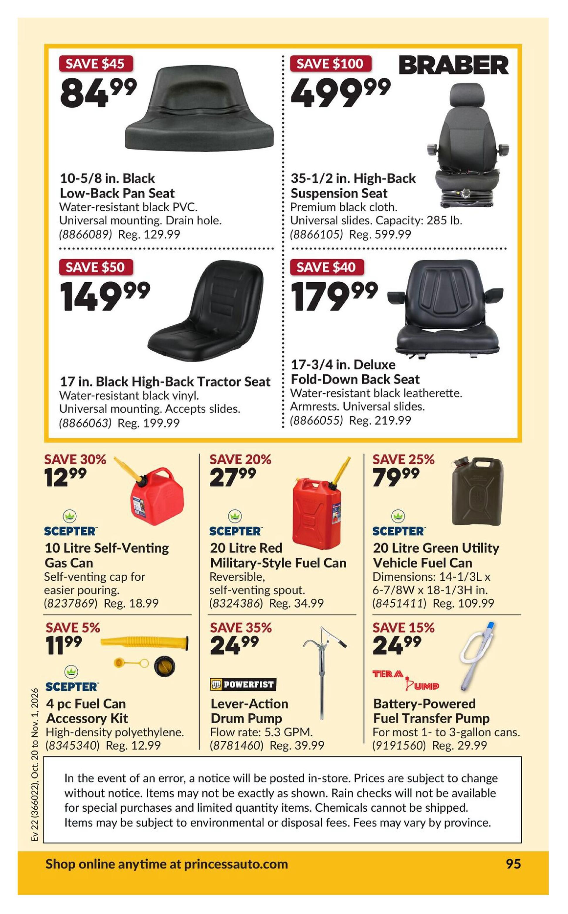 Princess Auto Flyer October 20 to November 1