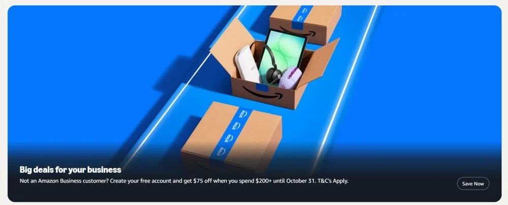 https://business.amazon.ca/: Amazon Business New Members Save $75 off a purchase of $200 or more. https://business.amazon.ca/: Amazon Business New Members Save $75 off a purchase of $200 or more.