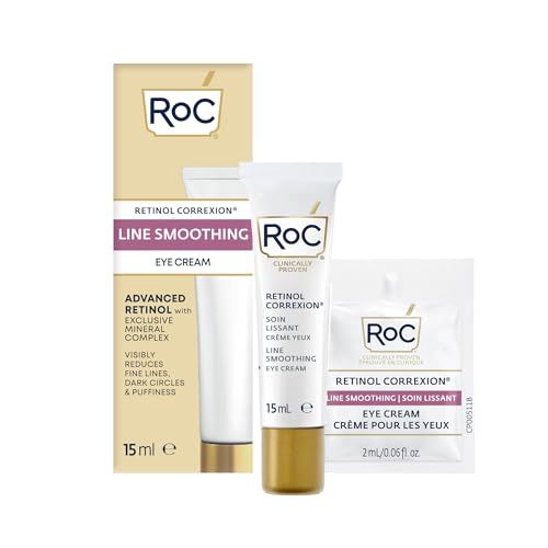 RoC Retinol Correxion Under Eye Cream for Dark Circles & Puffiness, Daily Wrinkle Cream, Anti Aging Line Smoothing Skin Care Treatment for Women and Men, with Retinol Eye Cream Packette RoC Retinol Correxion Under Eye Cream for Dark Circles & Puffiness, Daily Wrinkle Cream, Anti Aging Line Smoothing Skin Care Treatment for Women and Men, with Retinol Eye Cream Packette
