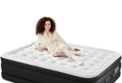 Sweetcrispy Air Mattress, Queen 16" Inflatable Blow Up Airbed with Built-in High Capacity Pump, Double Height, Non-Slip Bottom Design, Weight Capacity 660 lbs Air Bed for Home or Camping