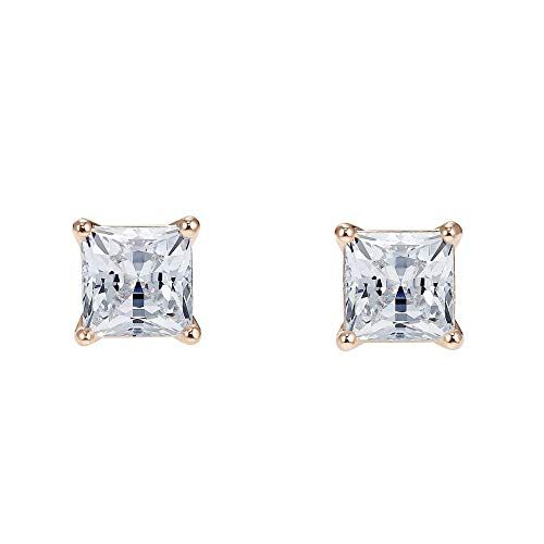 SWAROVSKI Attract Pierced Stud Earrings, Square-Cut Clear Crystals on Rose-Gold Tone Finish Setting, Part of the Swarovski Attract Collection SWAROVSKI Attract Pierced Stud Earrings, Square-Cut Clear Crystals on Rose-Gold Tone Finish Setting, Part of the Swarovski Attract Collection