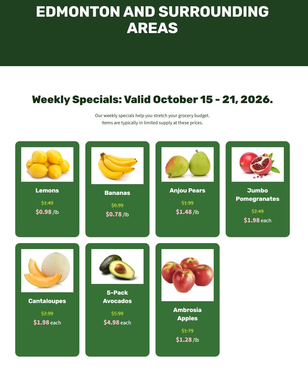 H&W Produce Flyer October 15 to 21