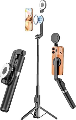 50% off USKEYVISION 49'' Magnetic Selfie Stick Tripod with Light & Remote $24