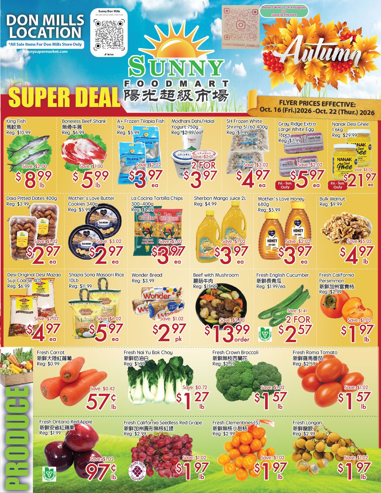 Sunny Foodmart (Don Mills) Flyer October 16 to 22