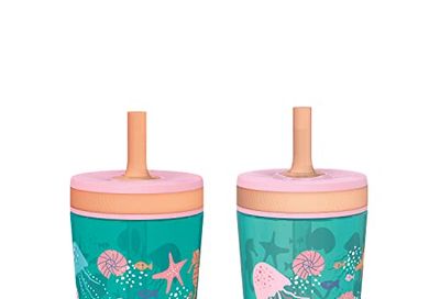 Zak Designs Shells Kelso 15oz Leak-Proof Toddler Straw Cups, 2-Pack