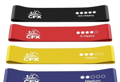 CFX Resistance Bands, Exercise Bands Skin-Friendly with 5 Different Strength Levels - for Legs and Glutes, Arms, Pilates, Yoga