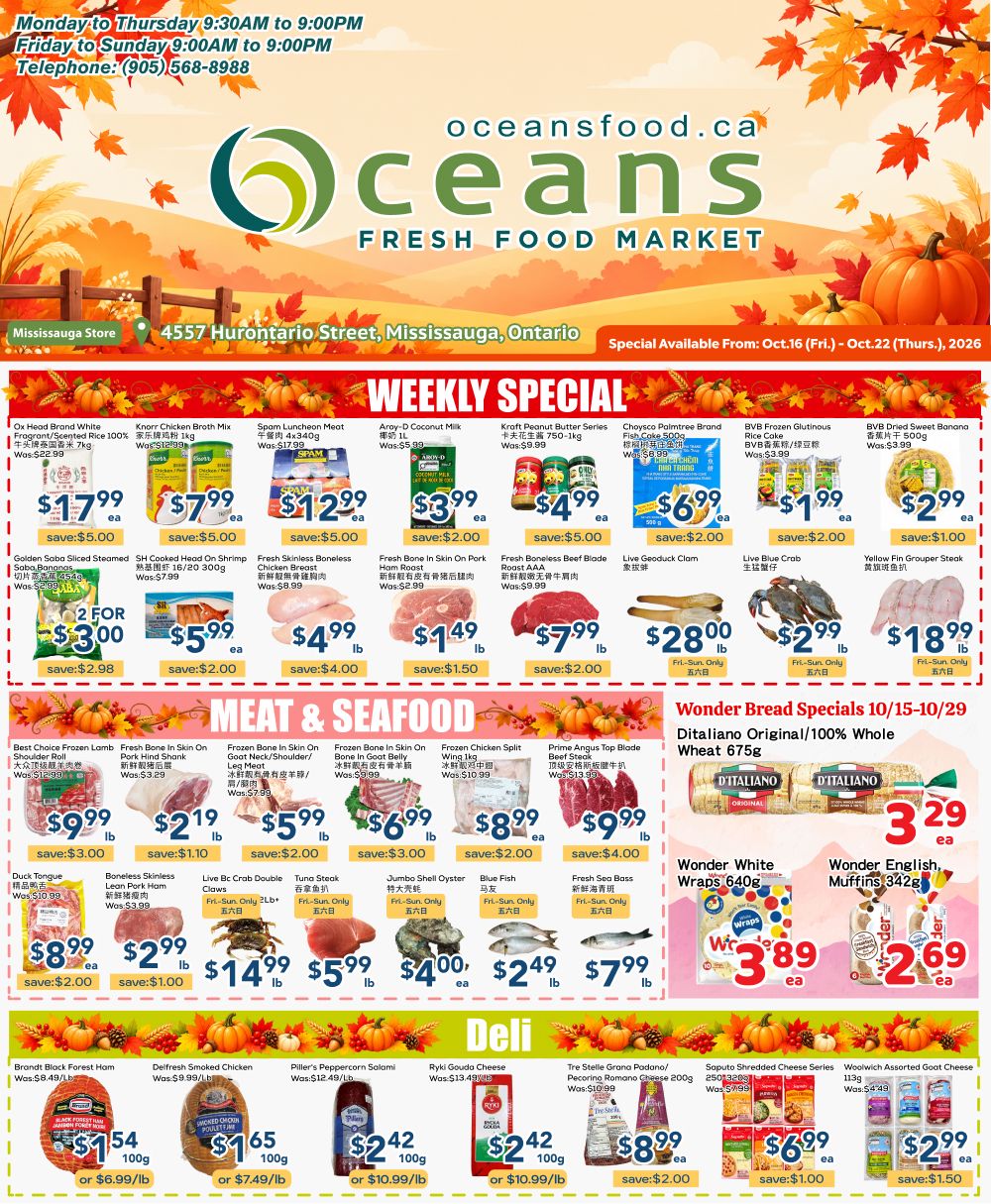 Oceans Fresh Food Market (Mississauga) Flyer October 16 to 22