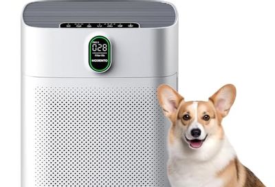 MORENTO Air Purifiers Large Room Bedroom Home Up to 1076 Sq Ft, White | HEPA Filter Remove Smoke, PM2.5 Air Quality Monitor, Double-sided Air Inlet for Pet Hair Odor, 24dB Sleep Mode, Timer, HY4866