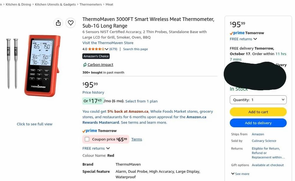 Amazon.ca: Thermomaven X2 Dual Probe Wireless Thermometer - $65.99 Amazon.ca: Thermomaven X2 Dual Probe Wireless Thermometer - $65.99