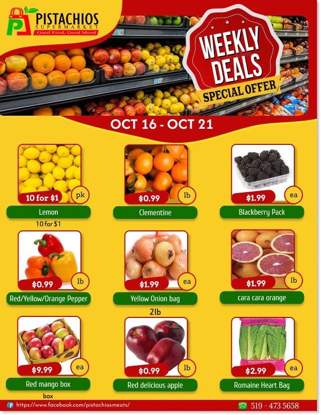 Pistachios Supermarket Flyer October 16 to 21