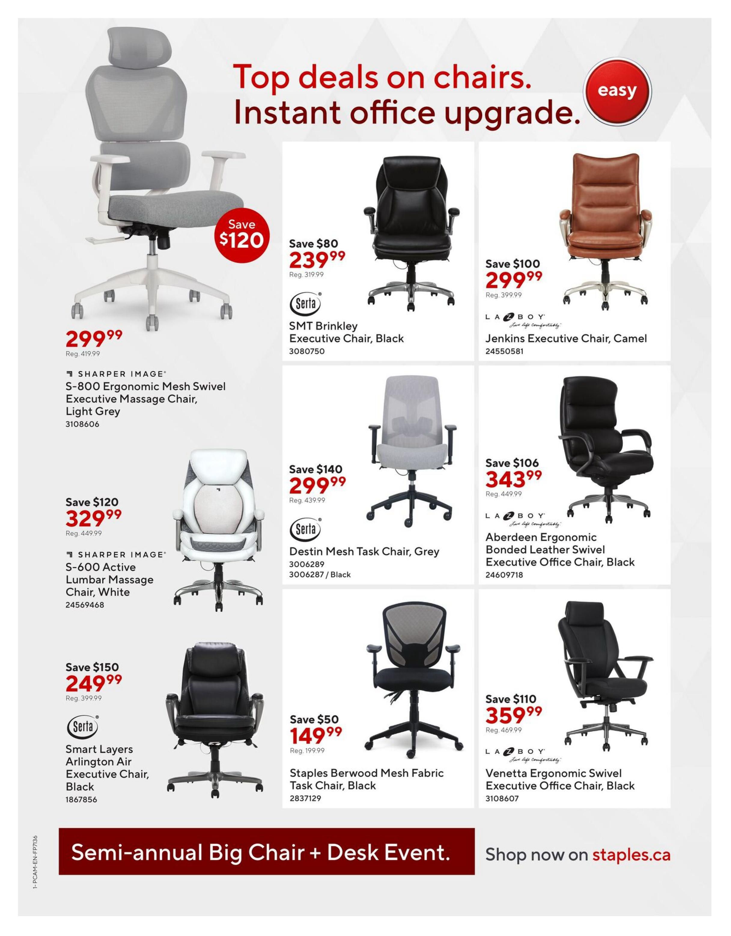 Staples Big Chair + Desk Event Flyer October 16 to November 5
