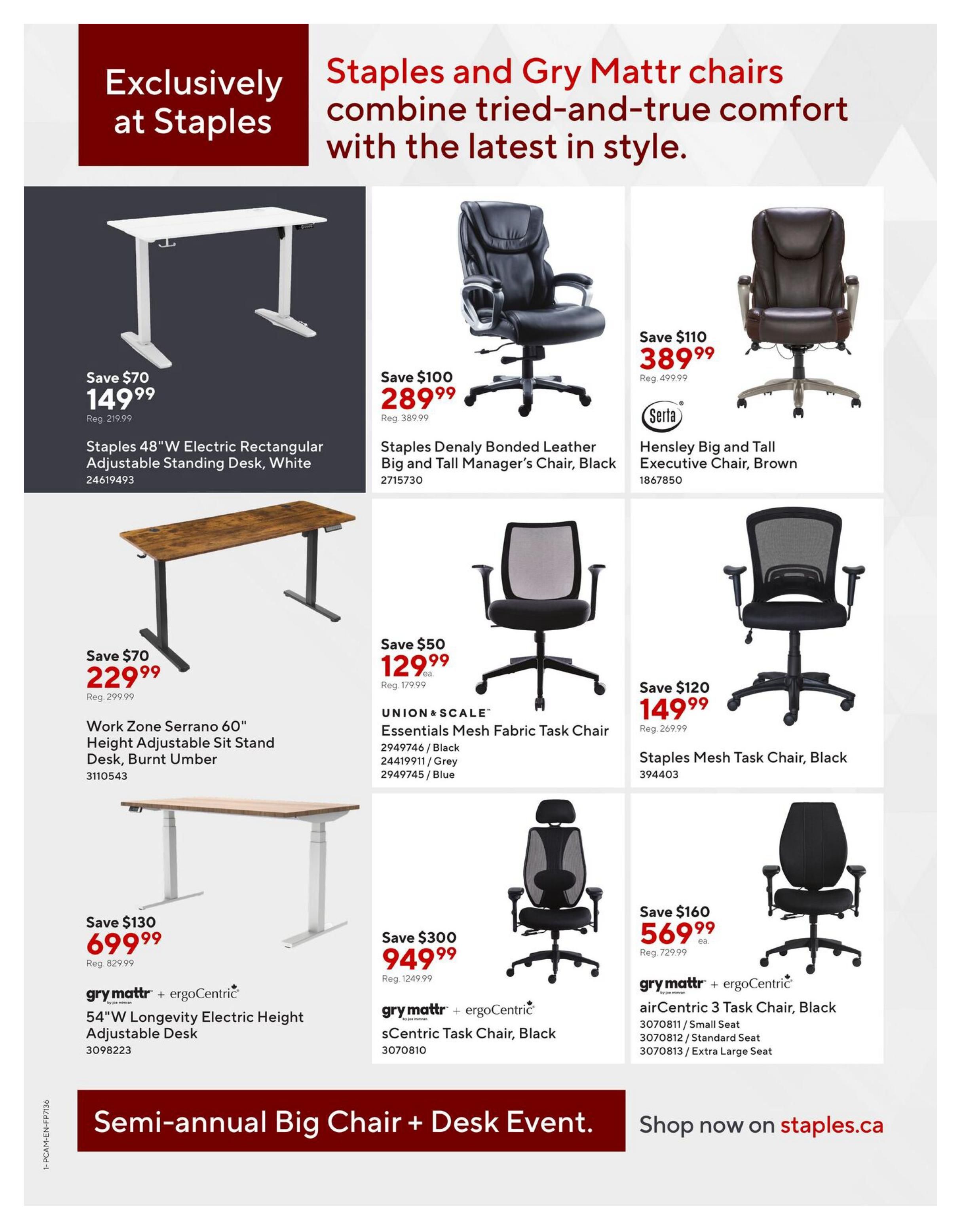 Staples Big Chair + Desk Event Flyer October 16 to November 5