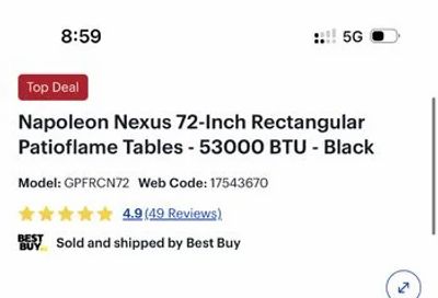 Best Buy: Napoleon Nexus 72-Inch Rectangular Patioflame Tables - 53000 BTU - Black