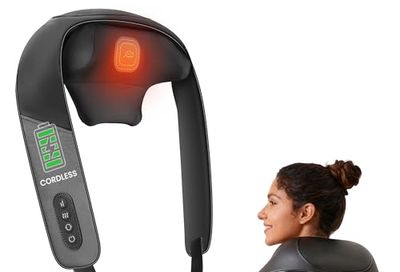 Snailax Cordless Neck Massager with Heat, 4D Shiatsu Shoulder & Back Massager, Rechargeable Kneading Massager for Relaxation, Portable Electric Neck Massager with Type-C