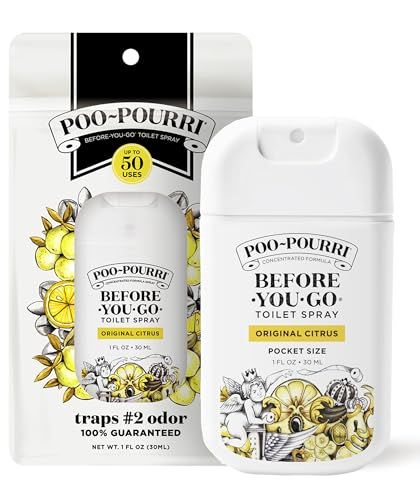 Poo~Pourri Original Citrus Pocket Before-You-Go Toilet Spray - Instantly Trap Bathroom Odor - Plant Based Ingredients & Essential Oils - Travel Essentials - Lemon, Bergamot & Lemongrass Scent