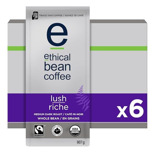 Ethical Bean Lush Medium Dark Roast Fairtrade Organic Whole Bean Coffee 907g Bag, 6 ct Case Ethical Bean Lush Medium Dark Roast Fairtrade Organic Whole Bean Coffee 907g Bag, 6 ct Case