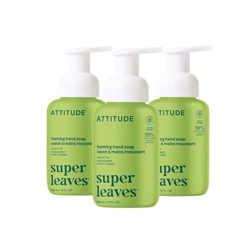 ATTITUDE Foaming Hand Soap, EWG Verified, Plant and Mineral-Based Ingredients, Vegan Personal Care Products, Pear & Amber, 295 mL (Pack of 3) ATTITUDE Foaming Hand Soap, EWG Verified, Plant and Mineral-Based Ingredients, Vegan Personal Care Products, Pear & Amber, 295 mL (Pack of 3)