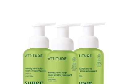 ATTITUDE Foaming Hand Soap, EWG Verified, Plant and Mineral-Based Ingredients, Vegan Personal Care Products, Pear & Amber, 295 mL (Pack of 3)