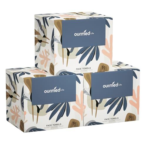 Ourmed Life Face Towels, Disposable Biodegradable Facial Towels for Sensitive Skin, Lint- free Face Wipes for Washing Face, Skincare and Makeup Remover, Dry Wipes, 10"×12" Extra Large, 150 Count Ourmed Life Face Towels, Disposable Biodegradable Facial Towels for Sensitive Skin, Lint- free Face Wipes for Washing Face, Skincare and Makeup Remover, Dry Wipes, 10"×12" Extra Large, 150 Count
