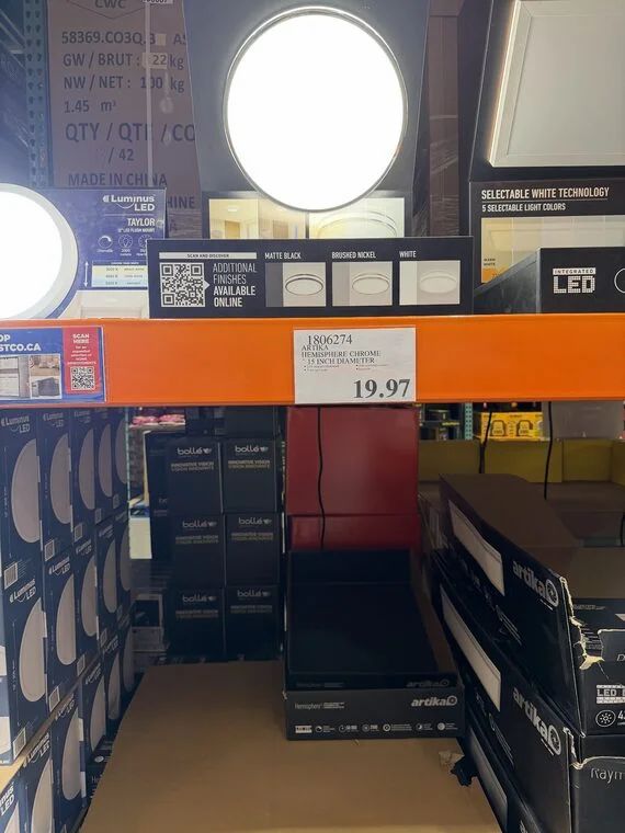 Costco: Artika Hemisphere Chrome Light Fixture instore $19.97 Costco: Artika Hemisphere Chrome Light Fixture instore $19.97