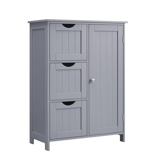 VASAGLE Bathroom Floor Storage Cabinet, Freestanding Bathroom Storage Unit with 3 Drawers, 1 Adjustable Shelf, 30 x 60 x 80 cm, Dove Gray UBBC049G02 VASAGLE Bathroom Floor Storage Cabinet, Freestanding Bathroom Storage Unit with 3 Drawers, 1 Adjustable Shelf, 30 x 60 x 80 cm, Dove Gray UBBC049G02