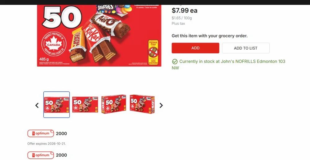 No Frills: Nestlé KITKAT, AERO, SMARTIES, COFFEE CRISP Mini Bars & Candies $7.99 + 4,000 PCO points No Frills: Nestlé KITKAT, AERO, SMARTIES, COFFEE CRISP Mini Bars & Candies $7.99 + 4,000 PCO points