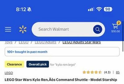 Walmart: LEGO Star Wars Kylo Ren‚ Command Shuttle 75406 $29 only 4 instock