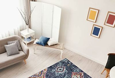 eCarpetGallery Moroccan Area Rug for Living Room, Bedroom, 8' x 10', Blue, Morocco Mosaique, 8'0" x 10'0"