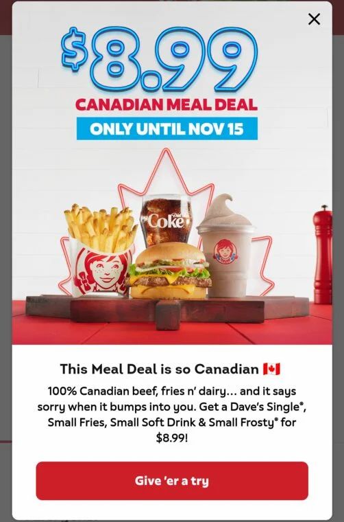 Wendy's: Dave single+small fry+sm drink+sm frosty $8.99 until November 11 Wendy's: Dave single+small fry+sm drink+sm frosty $8.99 until November 11