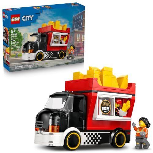 LEGO City Fries Food Truck 60488 | Building Toys for Boys & Girls, Ages 5+, Toy Truck for Pretend Play, 2 Minifigures, 216 Pieces, Gift for Birthdays