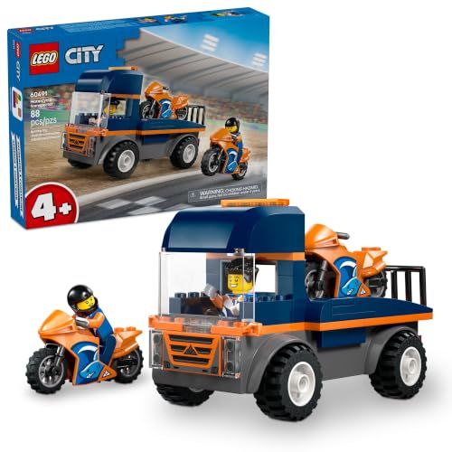 LEGO City Motorcycle Transporter 60491 | Building Toys for Boys & Girls, Ages 4+, Toy Truck for Pretend Play, 2 Minifigures, 88 Pieces, Gift for Kids LEGO City Motorcycle Transporter 60491 | Building Toys for Boys & Girls, Ages 4+, Toy Truck for Pretend Play, 2 Minifigures, 88 Pieces, Gift for Kids