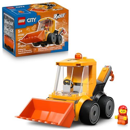 LEGO City Rides – Construction Loader 60483 | Building Toys for Boys & Girls, Ages 5+, Construction Toy for Pretend Play w/ Junior Minifigure, 61 Pieces, Gift for Kids