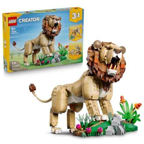 LEGO Creator 3 in 1 Wild Animals: Majestic Lion 31386 | Building Toys for Boys & Girls, Ages 9+, 3 Animal Building Options, Bedroom or Desk Decor, 839 pieces, Gift for Birthdays LEGO Creator 3 in 1 Wild Animals: Majestic Lion 31386 | Building Toys for Boys & Girls, Ages 9+, 3 Animal Building Options, Bedroom or Desk Decor, 839 pieces, Gift for Birthdays