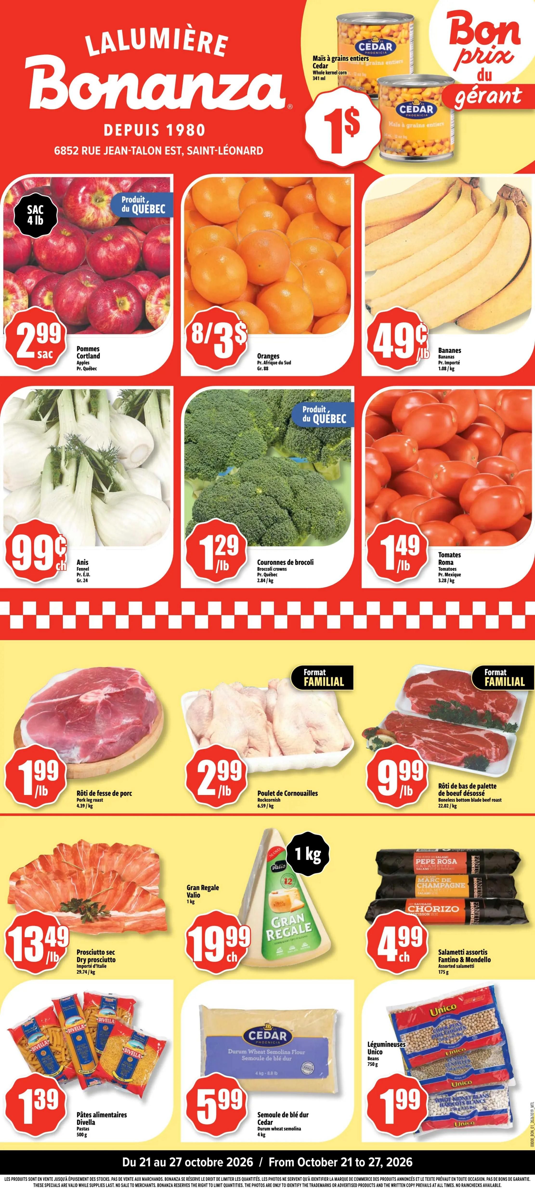 Bonanza Flyer October 21 to 27
