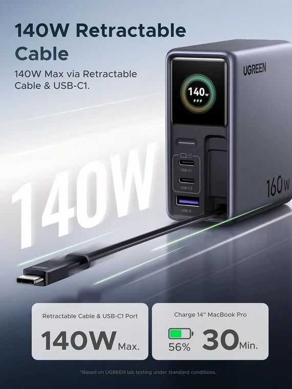 Amazon.ca: UGREEN Nexode Pro 160W GaN Charger with LCD - $84.99